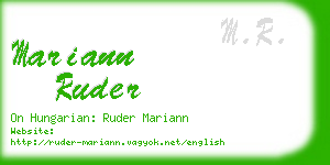 mariann ruder business card